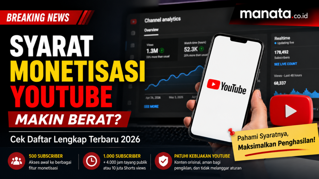 Monetisasi YouTube 2026 Makin Selektif, Ini Syarat dan Daftar Lengkapnya